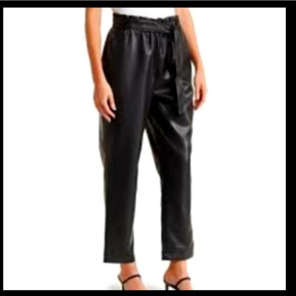 Avec Les FillesFaux Leather Paperbag Waist Tapered Trouser - Picture 1 of 12